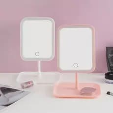 Espelho Decorativo com LED de Mesa Quadrado 3 tipos de cor