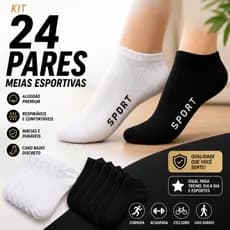 Kit Até 24 Pares de Meias Soquetes Confortaveis Masculino Feminino Unissex