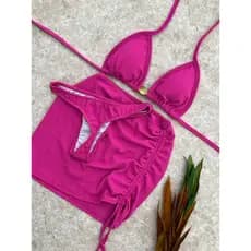 Conjunto Biquini Canelado Fio Dental Saída de Praia Biquini Cortininha Praia Piscina Verão