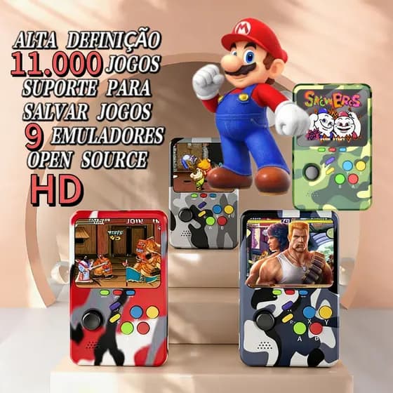Mini Console de Videogame Retrô Q2 HD 64GB - 11.000+ Jogos Clássicos Compatível