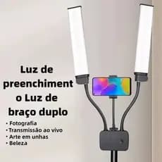Ring Light Led Com Braços Duplos+Tripe 2.1 Metros Luz de Preenchimento de 45W Iluminação LED Bicolor HD-45X