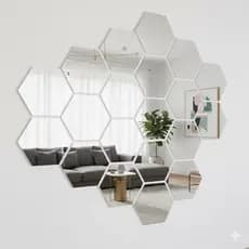 Kit 10/20/50 Espelhos Hexagonal Adesivo - Decoração De Parede(Sem Furos) ！