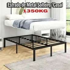 Estrado de Metal para Cama Solteiro/Casal/Queen/King - Ripas de Aço, Suporta 1350kg, Fácil Montagem!