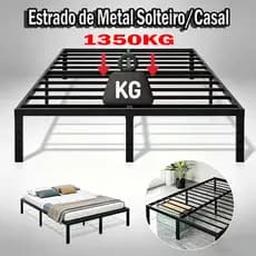 Estrado de Metal Solteiro / Casal / Queen / King - Reforçado espesso，Alta capacidade de carga，Fácil montagem！