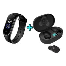 Fone De Ouvido Bluetooth Sem Fio + Relógio Digital De Brinde Preto