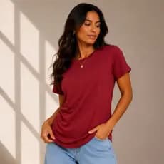 Blusa Feminina Manga Curta Lisa em Viscolycra Tamanho Único Moda Casual Básica