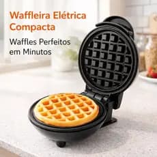 Mini Maquina Fazer Waffle Quiche Grill Panquecas Automático Panela Elétrica Portátil 110V 350w