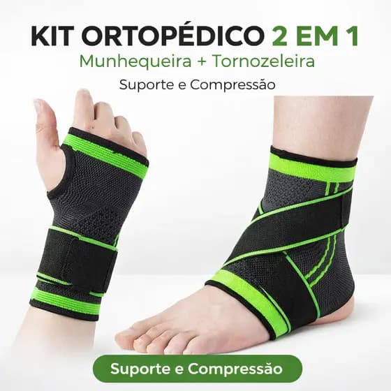 Kit Munhequeira Ortopédica Alta Compressão Pulso Tensor  e Alívio da Dor+Tornozeleira ortopédica