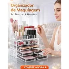 Organizador de Maquiagem  Acrílico com 4 Gavetas Organizador  Make e Cosméticos, Maquiagem