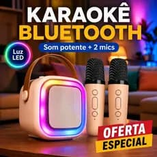 Caixinha de Som Karaokê com 2 Microfone Bluetooth Infantil  Portátil  Alto-Falante Brincadeira