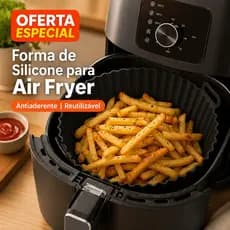 Forma De Silicone Para Air Fryer Redonda Forno Microondas Fritadeira Assadeira Reutilizável