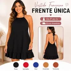 Vestido Feminino Frente Única Curto Soltinho Verão Babado Casual P ao G  |3798| Pronta Entrega
