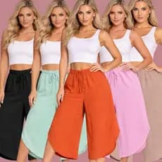 Calça Pantacourt Feminina Duna Cintura Alta Soltinha Confortável Verão |3802| Pronta Entrega