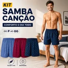 Cueca Samba Canção Masculina Kit Estampada Confortável Algodão Leve do P ao GG |100| Pronta Entrega
