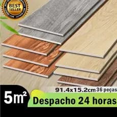 Piso Vinílico 5㎡ 36 PEÇAS Autocolante Adesivo Madeira Régua Lavável 91cm x 15cm
