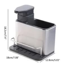 dispenser porta detergente e esponja 3 em 1 aço inox escorredor talheres utensilios de cozinha