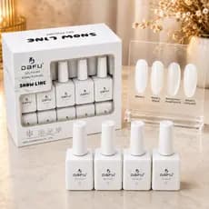 Kit 12 Esmaltes em Gel Branco + Renda Francesinha Dafu 10 ml