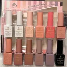 Kit 12 Esmaltes em Gel 3em1 Tons Nude-Marrom-Vermelhos Tons Pastéis Dafu 5 ml