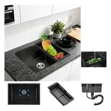 Cuba Gourmet Pia Inox Quadrada Luxo 50x40cm Com Acessórios