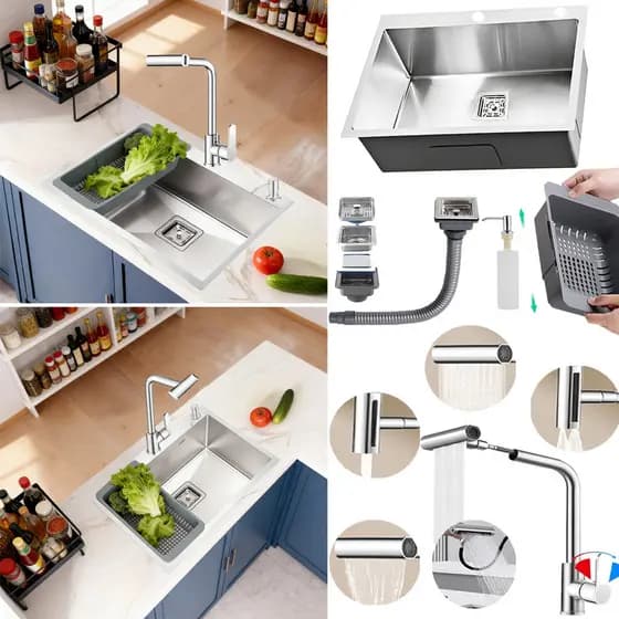 Cuba Gourmet Quadrada Inox 304+torneira+cesto Drenagem 60x40