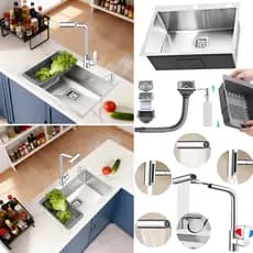 Cuba Gourmet Quadrada Inox 304+torneira+cesto Drenagem 60x40