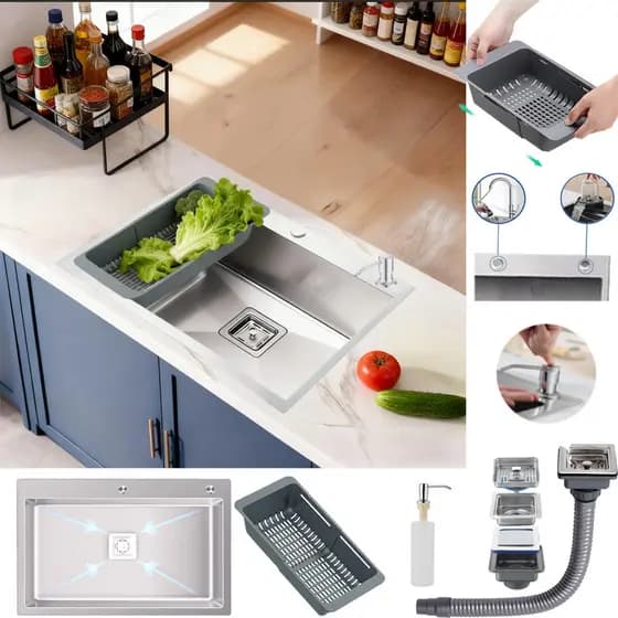 Cuba Gourmet Quadrada Inox 304 60x40cm Com Dispensador Sabão