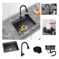 Kit Cuba Gourmet Cozinha 50x40cm Aço Inox 304 Com Torneira