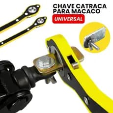 Chave Catraca para Macaco Sanfona de Carro Jack Universal Automotivo Portátil Mecânico + Adaptador