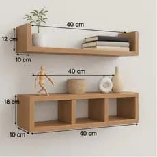 Nicho com Três Divisórias Decorativo de Parede Suspenso em Madeira para Sala Quarto Escritório