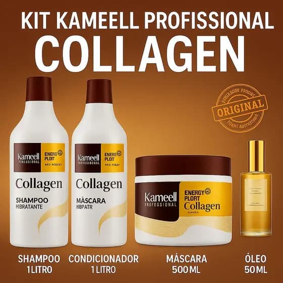 Shampoo + Condicionadorr Purificador 1L Máscara Hidratação 500g Óleo Reparador 50ml Kameell