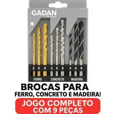 Kit Brocas 3 em 1 para Madeira Concreto e Metal 9 Peças