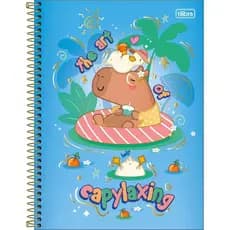 Caderno Universitário Capivara Tilibra 10 Matérias 160 Fls Capa Dura Kawaii Aesthetic Escolar Club Capivara