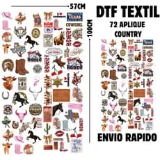 Aplique Country Termocolante Para Jeans, Calça, Camiseta, Jaqueta DTF Textil PROMOÇÃO