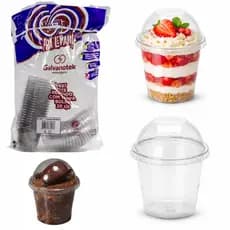 20~100 Pote Embalagem Mini Copo G 697 Com Tampa Bolha para Doce de Colher 60 ml Premium Galvanotek