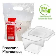 20 und Pote Para Bolo De Pote Quadrado Plástico Descartável Prafesta - 250ml