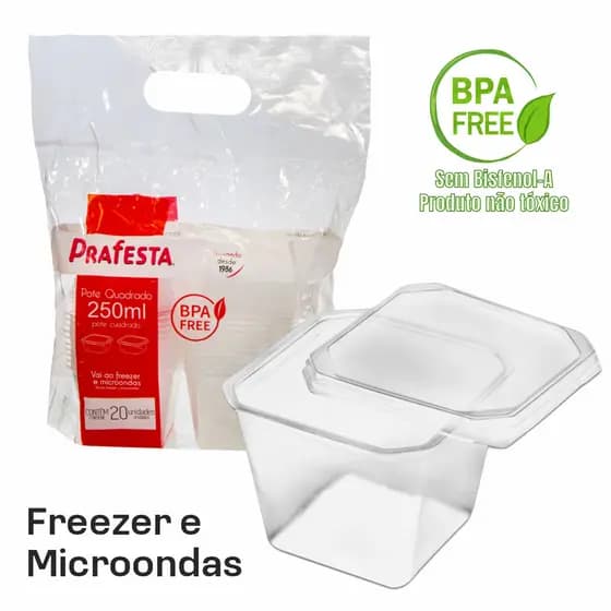 100 und Pote Para Bolo De Pote Quadrado Plástico Descartável Prafesta - 250ml