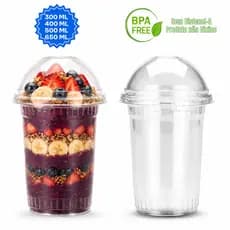 10~40 Copo Tampa Bolha  Para sobremesas, doces, Açaí  300mL 500mL 650mL Tampa Sem Furo - Galvanotek