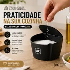Saleiro Porta Sal Com Tampa Preto Cozinha Moderno Mesa Posta Pote De Sal Balcão Bancada Temperos
