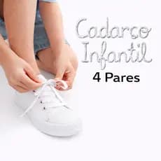 Kit 4 Pares Cadarço Infantil Branco Para Escola Criança Durável Material Premium -ENVIO NO MESMO DIA