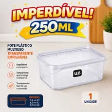 Pote Plástico Multiuso 250ml Para marmita Marmiteira Transparente Empilhável Cabe na Geladeira