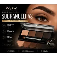 Paleta De Sombra Para Sobrancelhas Ruby Rose 4 Cores Trio De Sombras Com Primer Pincel Duplo Espelho