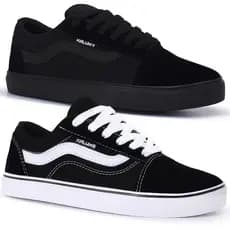 Kit 2 Tenis Tradicional Kalum Skool Sola Reta Retro Feminino Masculino Oferta