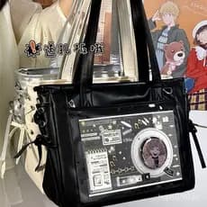 Bolsa Ita modelo básico, grande capacidade, versátil para o dia a dia, bolsa Ita com fita, material PU, estilo soft girl