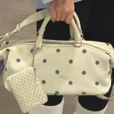 Bolsa Boston de Mão com Estampa de Bolinhas para Mulheres, Novo Design Exclusivo 2026, Bolsa Transversal Versátil para o