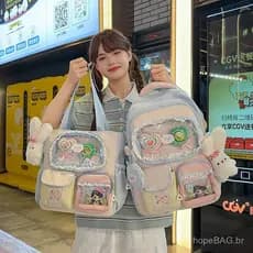 Mochila altamente estilosa com design colorido e vibrante, com múltiplos compartimentos, para estudantes do ensino funda