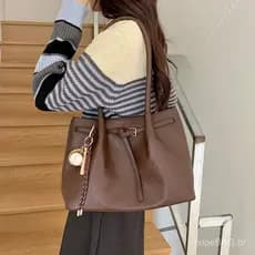 Bolsa tote feminina coreana vintage de grande capacidade, nova bolsa feminina de ombro único de alta qualidade, bolsa de