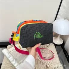 Bolsa de Tecido Impermeável de Grande Capacidade com Design em Patchwork e Blocos de Cores, Estilo Novo de Verão 2026, B