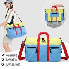 Bolsa de viagem com blocos de cor Dopamine, grande capacidade, separação de itens secos e molhados, bolsa de ginástica l