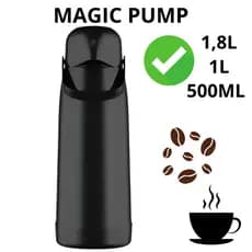 Garrafa Térmica Café 1,8L / 1,0L / 500ml Termolar Magic Pump Preta Café Chá Água Quente Leite