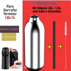 Ampola Garrafa Termolar 1,8L Ou 1,0L C/ Tubo E Escovinha Lúmina Magic Pump (Bomba de Pressão)